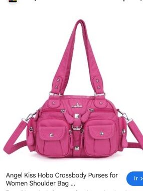 Angel Kiss Hot Pink Multi-Pocket Shoulder Bag